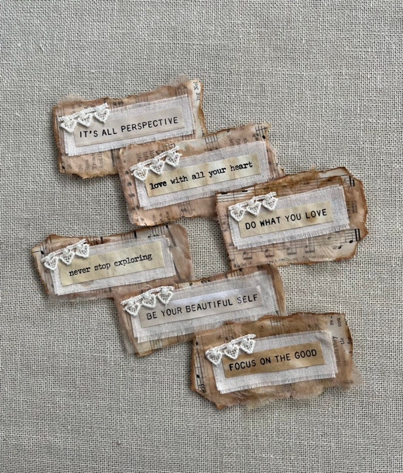 Journaling Ephemera 6 Pieces Hand Stamped Saying Clusters Etsy