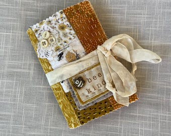 Bee Kind - Slow Stitched, Hand Stamped - Handmade Journal