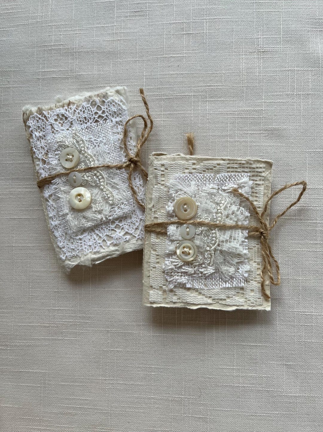 Journal Mini Pattern Paper Two Handmade Mini Paper Journals - Buttons and Lace Collaged Design ...