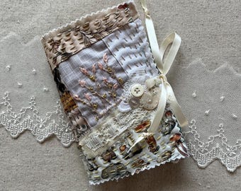 Medium Slow Stitched,Hand Embroidered Flower Garden Journal - Handmade Journal -