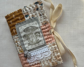 Medium Slow Stitched Hand-Stamped Journal - Handmade Journal