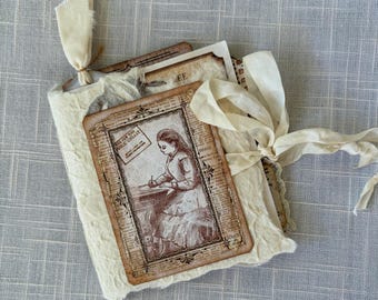Back To Books -Handmade Paper Journal - Book/Library Themed