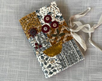 Medium Slow Stitched Journal - Flower Applique - Handmade