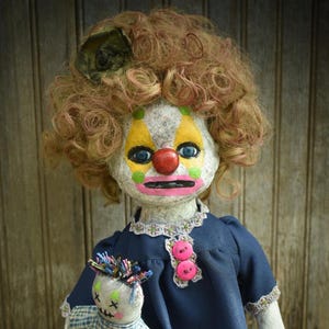 Creepy Clown Doll Dark Art Spooky Clown Zombie Dollz Original Scary Porcelain Goth Collectible Horror Disturbing Haunting CORA & CEECEE