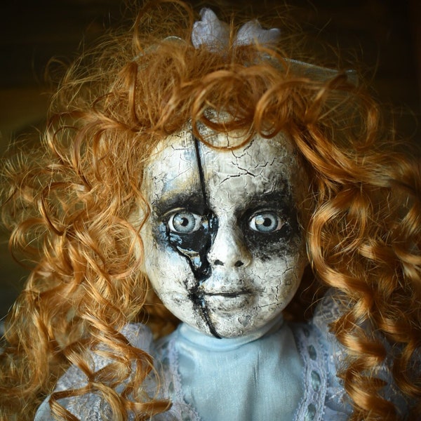 Creepy Doll Dark Art Spooky Girl Goth Art Haunt Spirit Scary Doll Zombie Dollz Original Demonic Ghoul Collectible Horror Art Doll Juniper