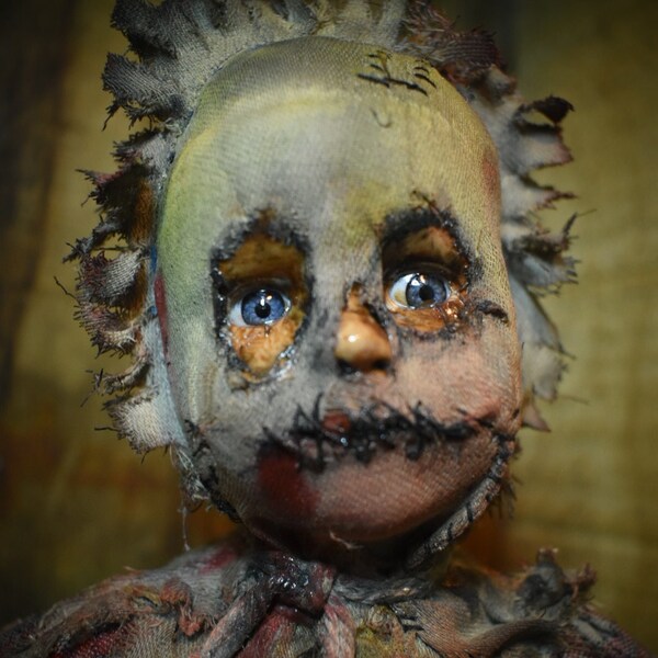Creepy Cute Masked Doll Haunt Spooky Girl Zombie Dollz Original Scary Scarecrow Goth Doll Dark Art Collectible Horror Porcelain Doll HELLEN