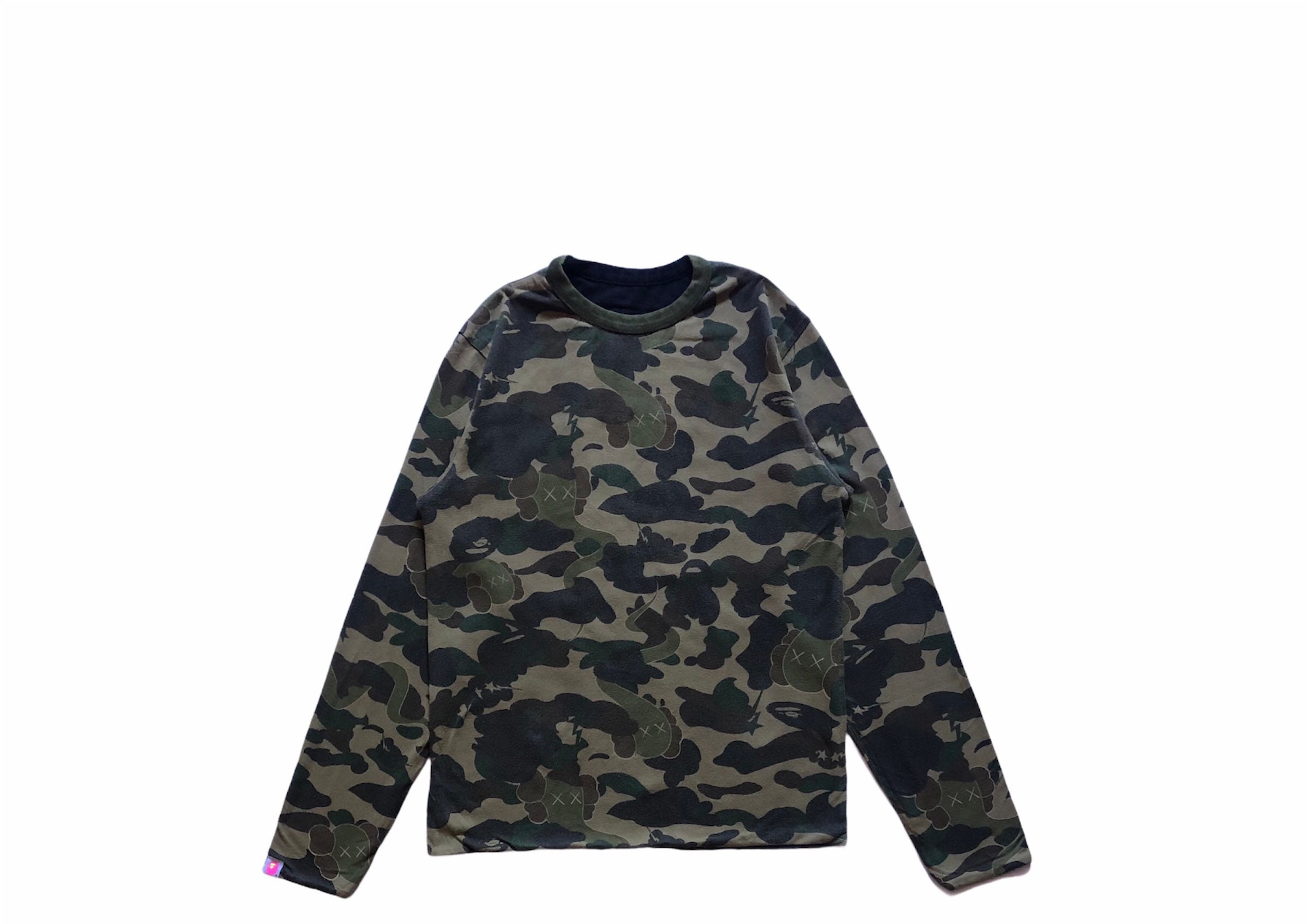 Vintage BAPE X KAWS Reversible Camo Long Sleeve Shirt Size M Etsy