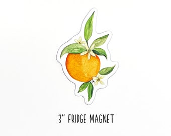 Orange Blossom Watercolor Magnet: Florida Art, 3" Die Cut
