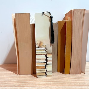 Watercolor Book Stack Bookmark: Original Artwork Print