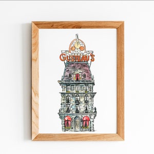 Gusteau's Restaurant Watercolor Print, Watercolor Sketch