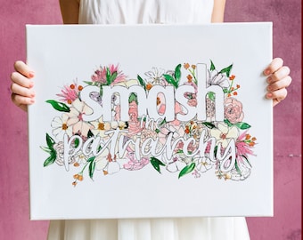 Smash the Patriarchy Floral Print: Feminist Watercolor Artwork
