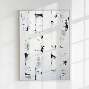Original Black and White Birch Tree Watercolor Painting (22.5x30)