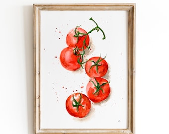 Abstract Tomato Watercolor Print | Tomatoes Illustration, Kitchen Artwork