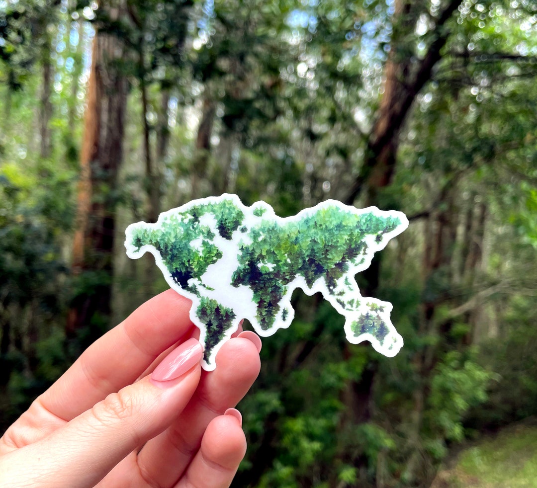 Tree World Map Watercolor Sticker, 3