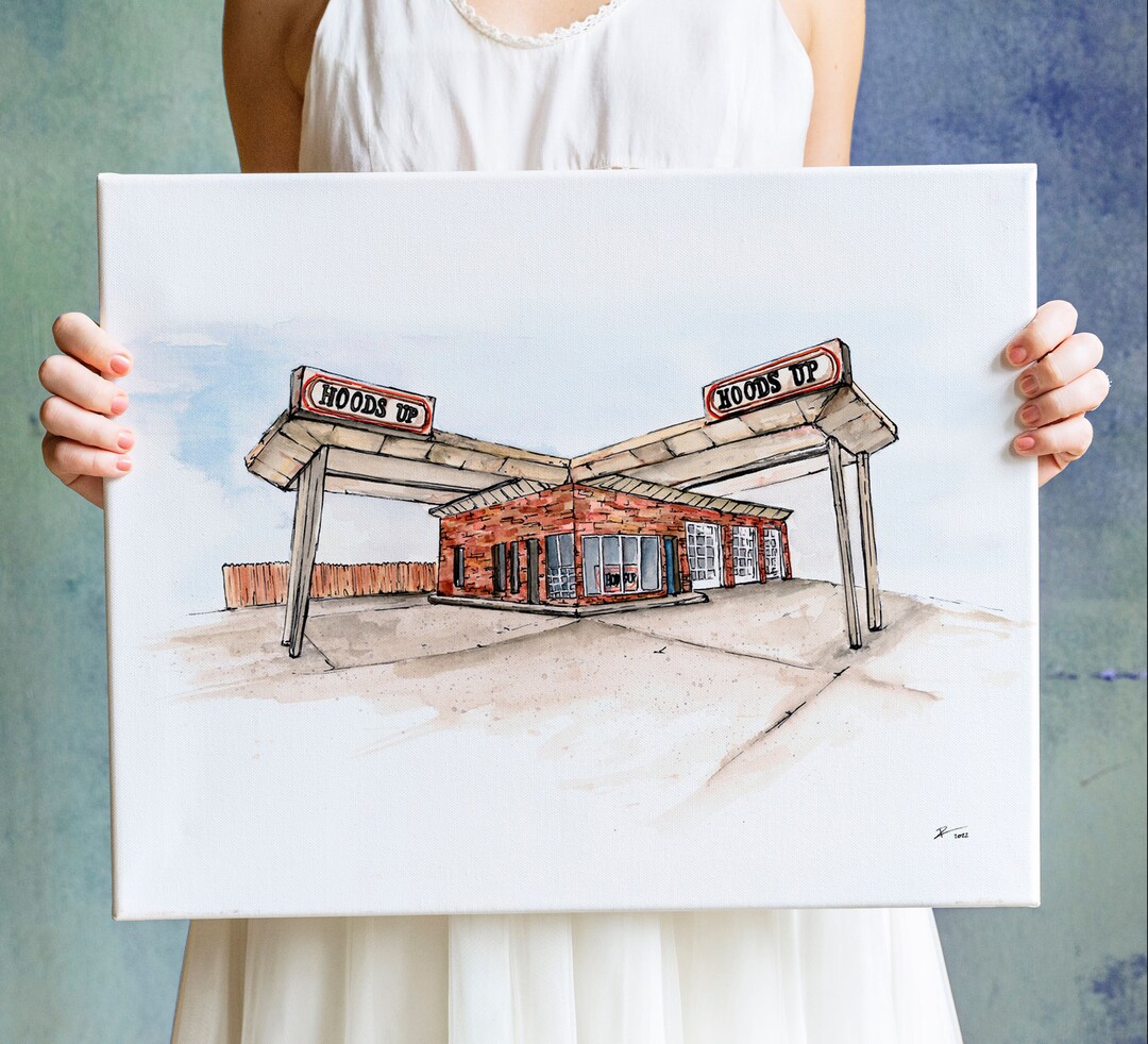 Hoods up Orlando Watercolor Print Downtown Orlando Watercolor Sketch