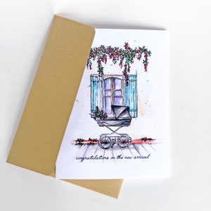 Newborn Watercolor Greeting Card| Baby Shower Watercolor Artwork, Congratulation on the Baby Card, Gender Neutral Card