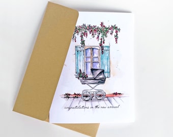 Watercolor Baby Shower Card