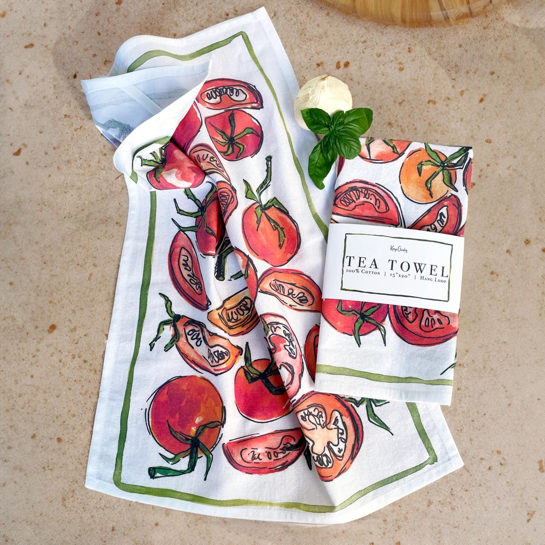 Tomato Pattern Tea Towel: Vibrant Kitchen Decor, 100% Cotton - Etsy