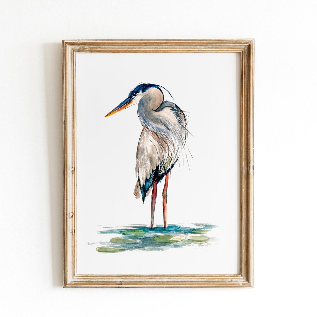 Blue Heron Watercolor Print | Heron Artwork, Bird Watercolor Sketch ...