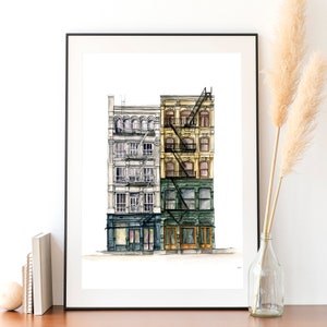 NYC Brownstone Watercolor Print: New York City Architecture