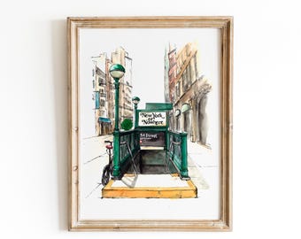Acuarela de la ciudad de Nueva York