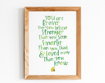 Winnie the Pooh Watercolor Print: A.A. Milne Nursery Decor