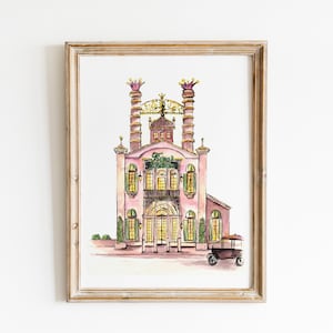 Tiana’s Palace Watercolor Print, Watercolor Sketch