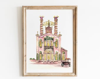 Tiana’s Palace Watercolor Print, Watercolor Sketch | New Orleans illustration