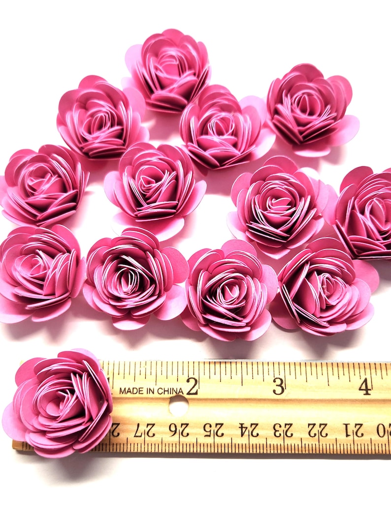 Rose Flower Ruler Pink Rose Rolled 3D Paper Flowers. You Get 20 Pieces of 1