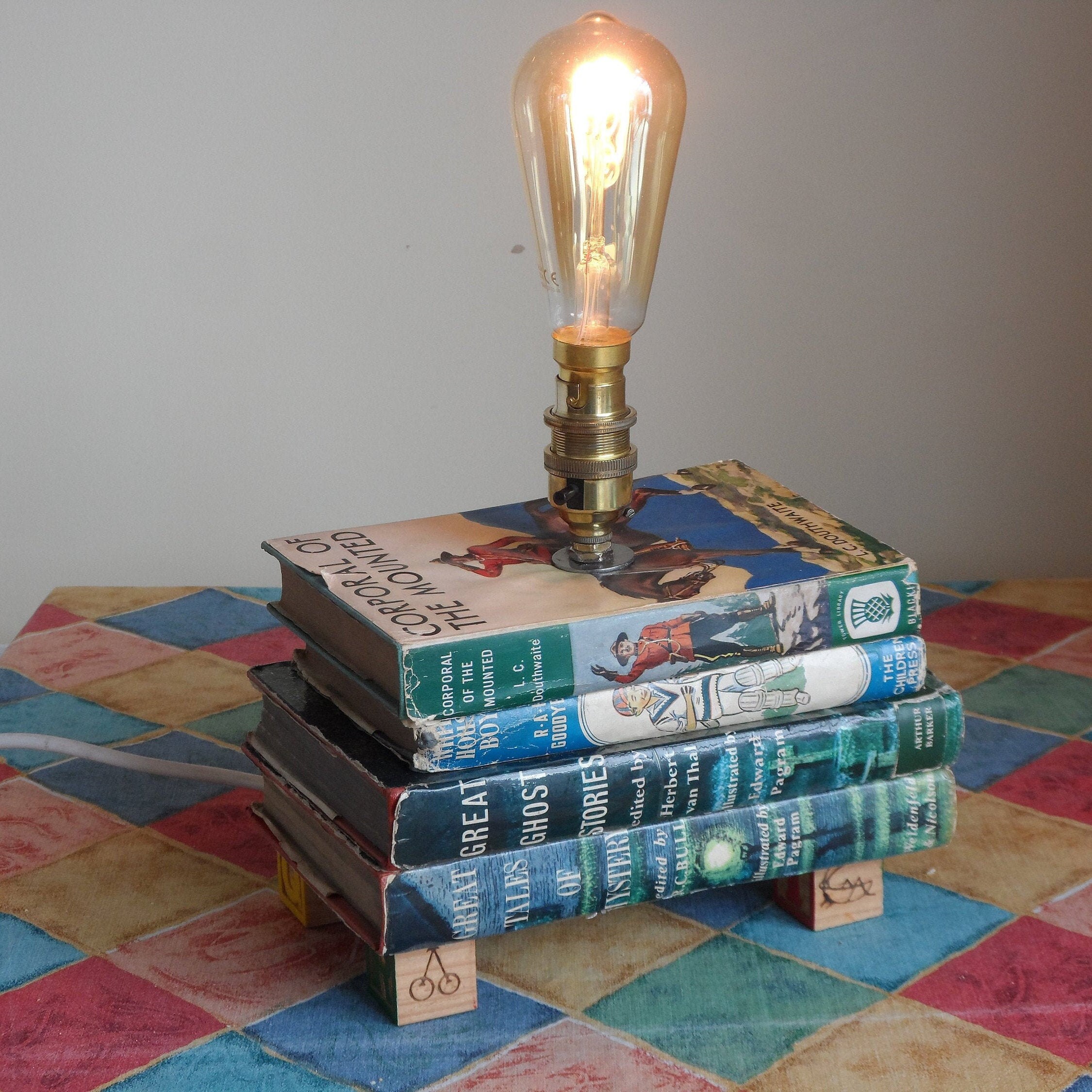 Rustic Novel Table Lamp utilising Aged Hardback Books Etsy