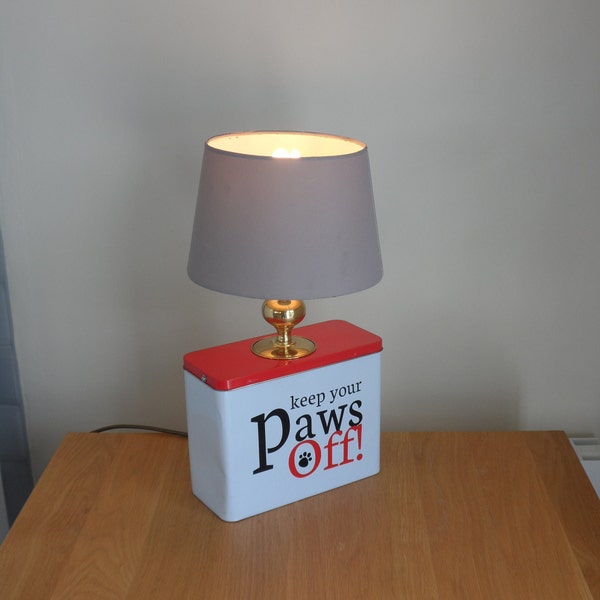 Novel Table Lamp utilising Decorative Biscuit Tin