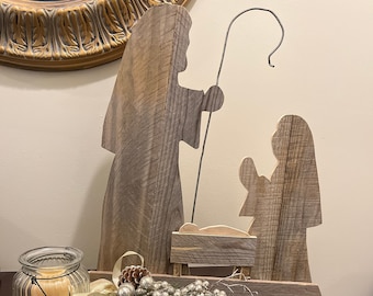 Rustic Wood Table Top Nativity