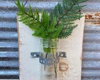 Farmhouse Rustic Glass Jar Wall Vases (set of 2)