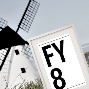 Lytham St. Annes typografische FY8 Postleitzahl Bereich Druck - Blattly Lytham, Fylde Küste, lokal, Geschenk / Geschenk, Meer / Strand, Home Decor / Kunst