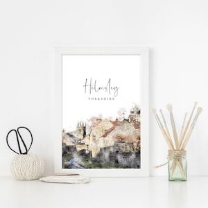 Helmsley North York Moors Watercolour Painting Illustration Print, British Countryside Wall Art, North Yorkshire Travel Poster Postcard