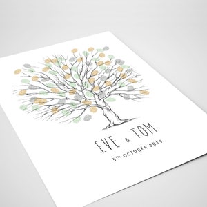 Personalised A3 Wedding Fingerprint / Thumbprint Tree Illustration Print - Alternative Wedding Guest Book / Guestbook, Wall Art, Keepsake