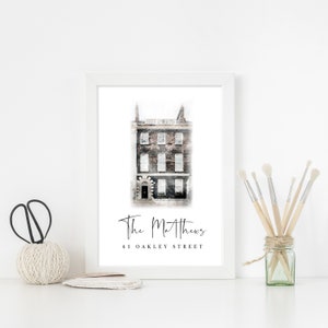 Personalised House Portrait Print / Custom Watercolour Painting Illustration - Housewarming Gift, New Home, First Home, Family Gift