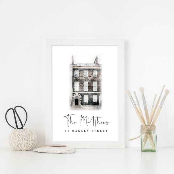 Personalised House Portrait Print / Custom Watercolour Painting Illustration - Housewarming Gift, New Home, First Home, Family Gift