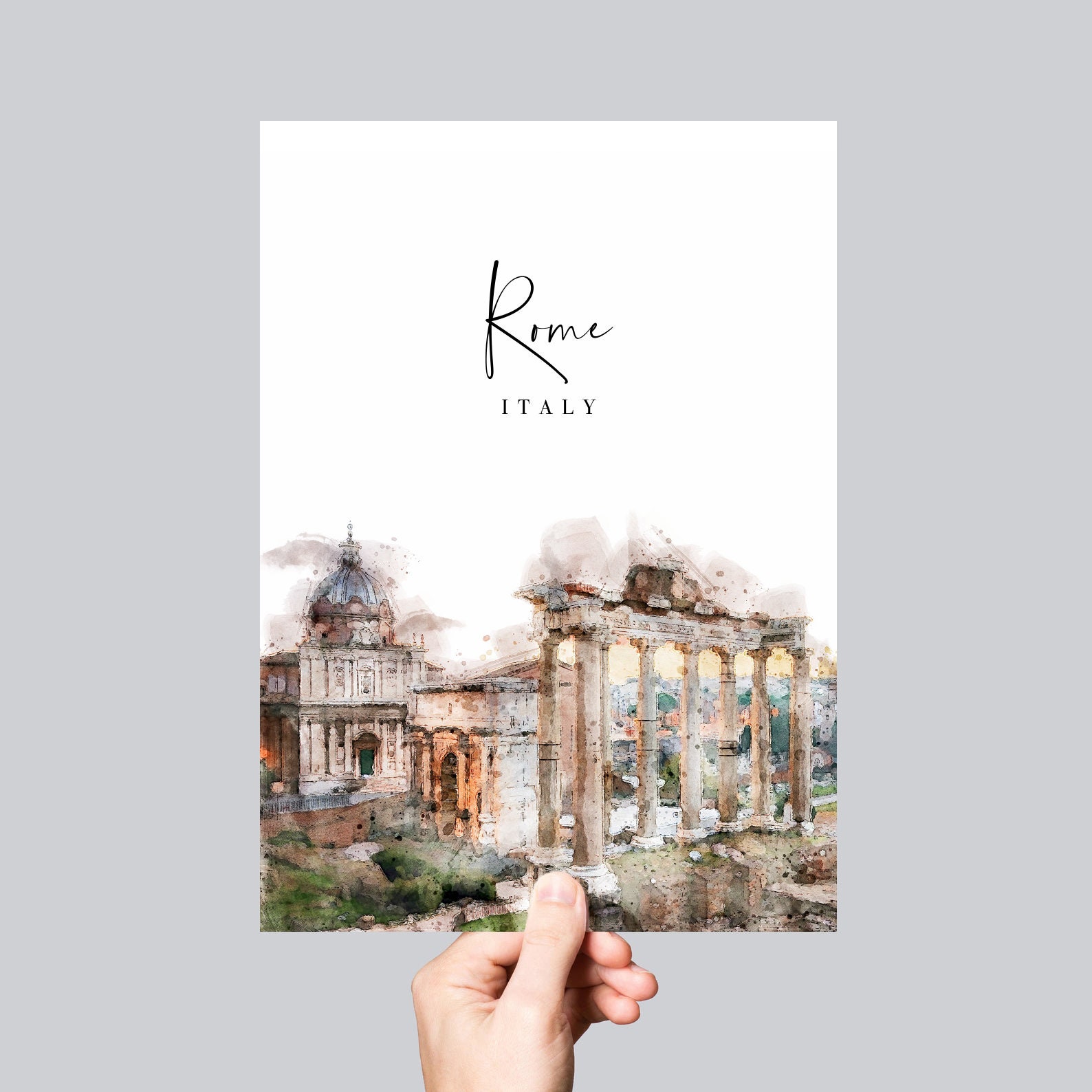 Rome Watercolour Painting Illustration Print Skyline - Etsy UK