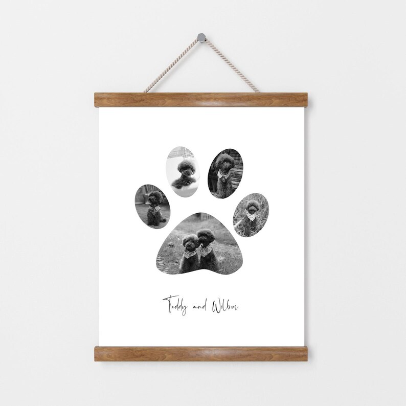 Personalised Black & White Pet Paw Photo Collage Print - Etsy