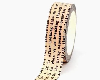 Text, Washi Tape, 1m/10m Length Option Washi Tape, Scrapbooking Washi Tape, 1m Sample Washi Tape, 10m Full Roll Washi Tape