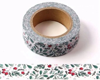 Leaves and Buds Washi Tape, Scrapbooking Washi Tape Leaves, 1m/10m Option