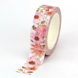 Pink Flowers, Washi Tape, Scrapbooking Washi Tape, 10m Full Roll Washi Tape