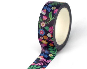 WildFlowers, Washi Tape, 1m/10m Length, Washi Tape, Scrapbooking Washi Tape, 10m Full Roll Washi Tape