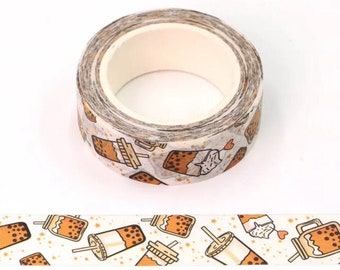 Tea Drink, Washi Tape, 1m/10m Length Option, Scrapbook Washi Tape, 1m Sample Washi Tape, 10m Full Roll Washi Tape, Journal Paper Craft