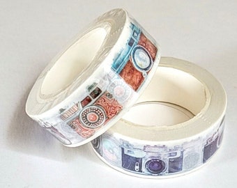 Vintage Camera, Washi Tape, 1m/10m Length Option, Scrapbooking Washi Tape