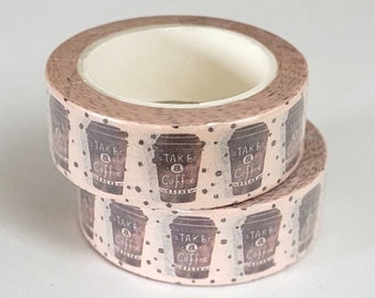 Coffee Drink, Washi Tape, 1m/10m Length Option Washi Tape, Scrapbooking Washi Tape Coffee, Cup Drink Washi Tape