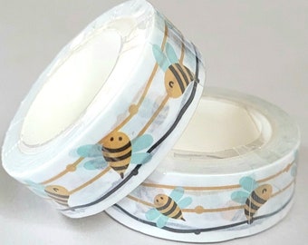 Bees, 10 meters, Washi Tape, Scrapbooking Washi Tape, Full Roll Washi Tape, DIY Craft Project Tape