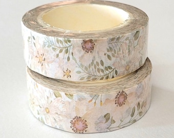 Flowers Washi Tape, 1m/10m Length Option Washi Tape, Scrapbooking Washi Tape, 1m Sample Washi Tape, 10m Full Roll Washi Tape