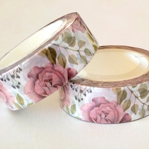 Roses Flowers Washi Tape, 10 meter Length Washi Tape, Scrapbooking Washi Tape, 10m Full Roll Washi Tape